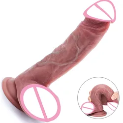 Realistic Dildo Feels Like Skin Soft Silicone Anal Dildo with Suction Cup Dildos with Balls Fake Penis Adult Sex Toys for Women