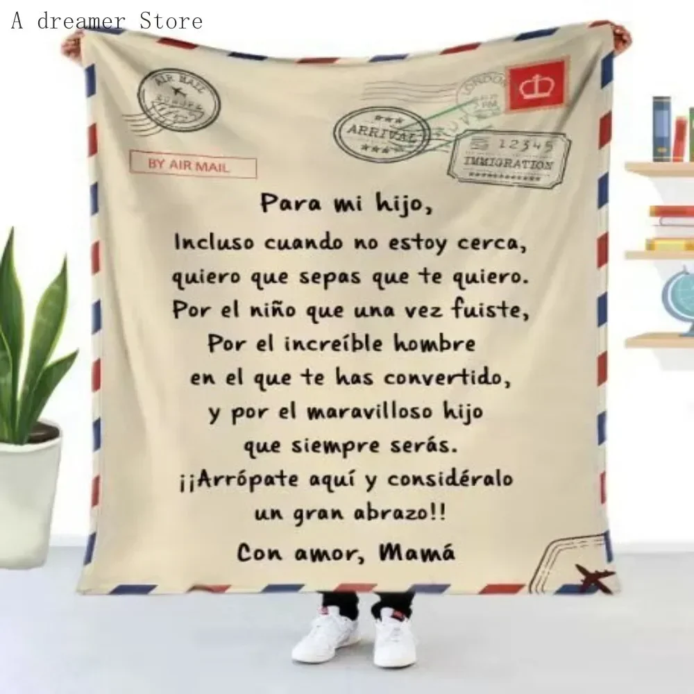 Spanisch an meine Tochter Sohn Decke weiche Flanelldecke für Sofa Bettbezug Express Love Message Decke Geburtstag Weihnachtsgeschenk – Detail 5