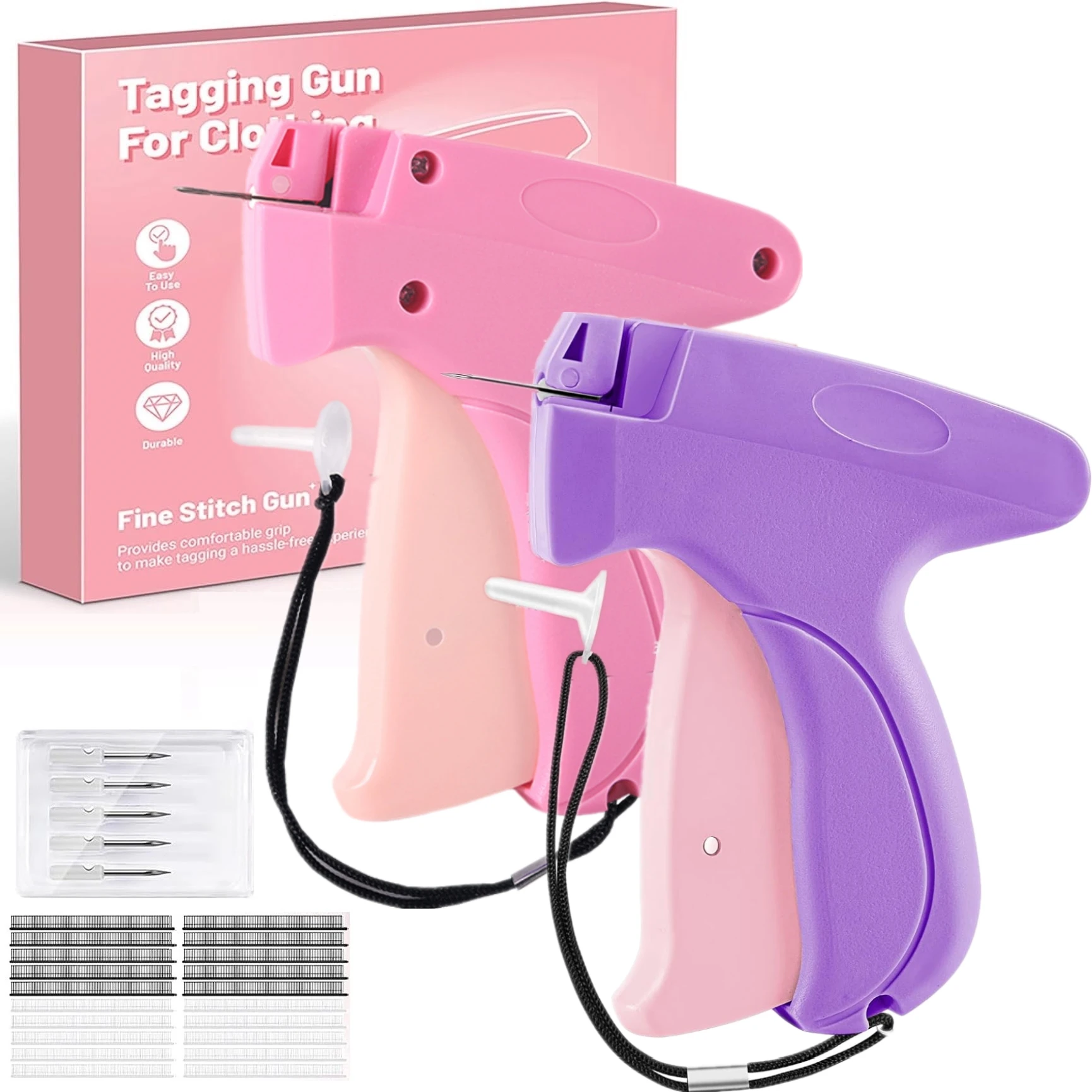 Stitch Gun for Clothes Handheld Quick Stitch Clothing Fixer Tagging Gun with 5 Needle 1000 Black 1000 White Fasteners Sewing Kit