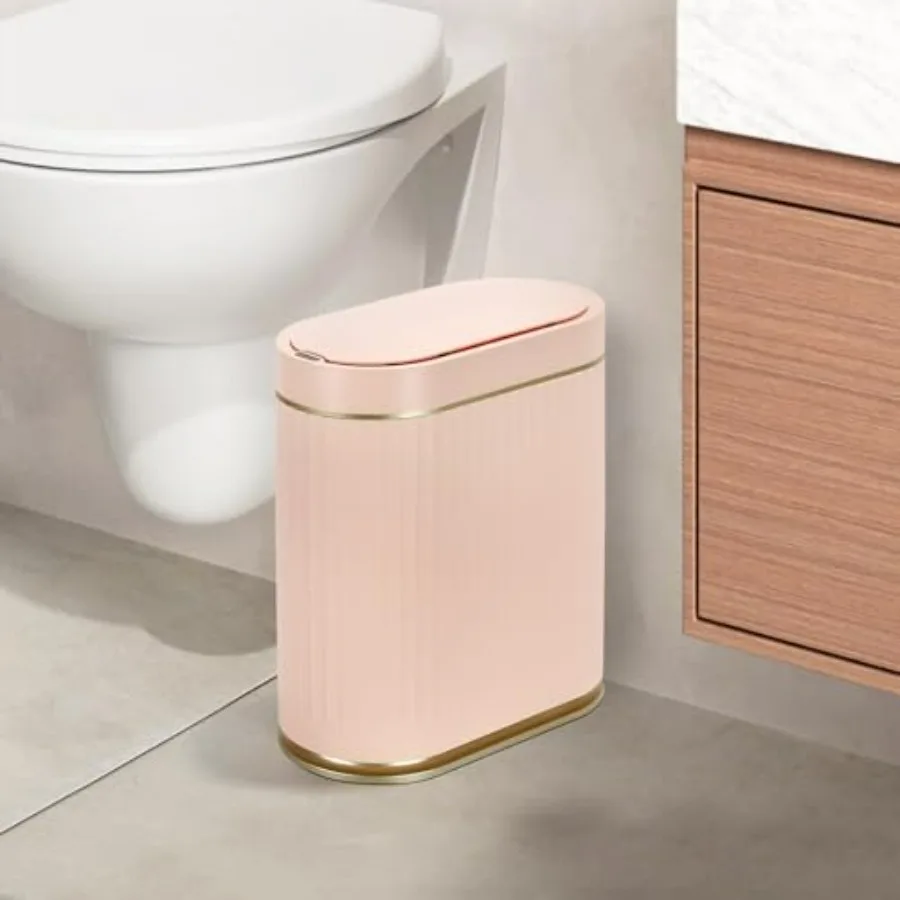

Мусорное ведро для ванной комнаты, 2 галлона, пластиковое, умное, водонепроницаемое, узкое, с автоматическим открыванием, для декора ванной