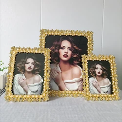 Diamond-encrusted Pearl Gold Metal Picture Frame, Pendant, Modern, Simple, Creative, Wedding, Birthday Gift