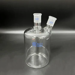 FAPEI Single-deck cylindrical two-necked flat-bottom flask 1000mL,Main 24/29,Side 24/29,Single-deck cylindrical reactor bottle