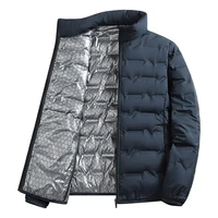 Chaquetas de grafeno con autocalentamiento para hombre, chaquetas plisadas lisas a prueba de viento con cuello levantado, chaquetas clásicas cálidas de invierno, abrigo para hombre