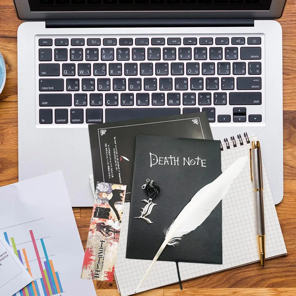 Death Notebook Set Leather Journal and Necklace Feather Pen Death Cosplay Props Journal Note Pad Note Notepad for Gift