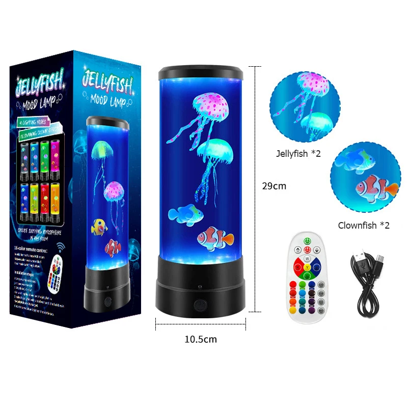 Jellyfish Lamp LED Aquarium Night Light Remote Control 17 Colors Changing Home Decoration Lighting Atmosphere lamp Gift for Kids