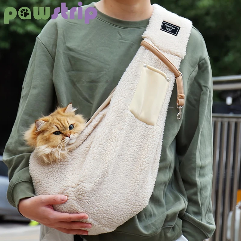 Tragbarer Katzenrucksack für den Außenbereich, Winter, warme Katzen-Umhängetasche, weiche Haustiertasche für kleine Hunde, Katzen, Anti-Flucht-Kätzchen-Umhängetasche