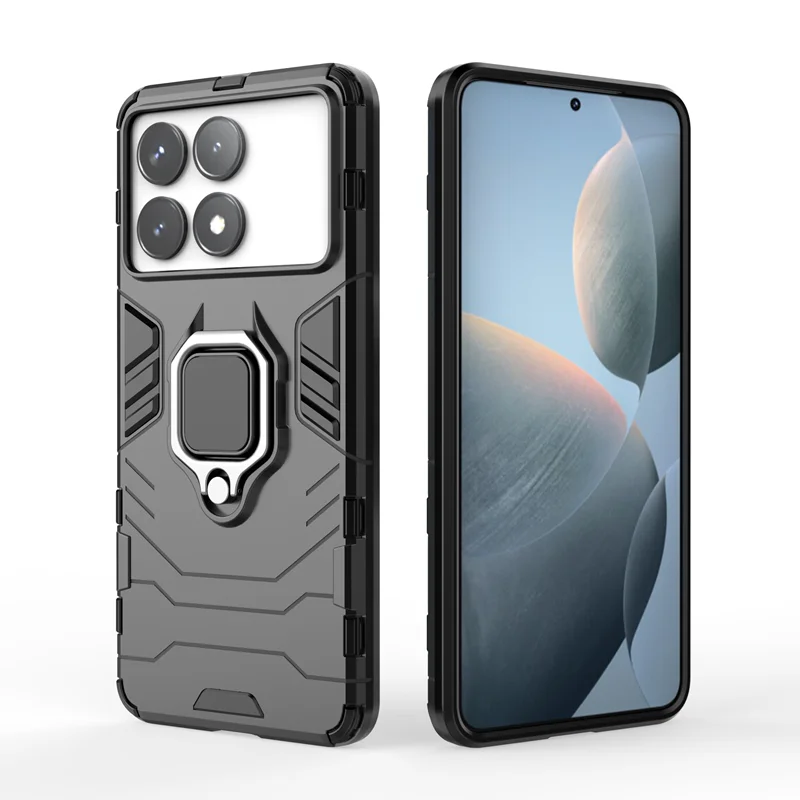 Magnetic Metal Ring Holder Shockproof Armor Phone Case For Poco F6 Pro F5 F4 F3 GT 5G Back Cover Poko Little PocoF6 PocoF5 F 6 5