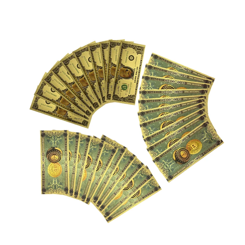 

10pcs for 1-100 Bitcoin,Dog Ecoin in 24k Gold Foil for Collection