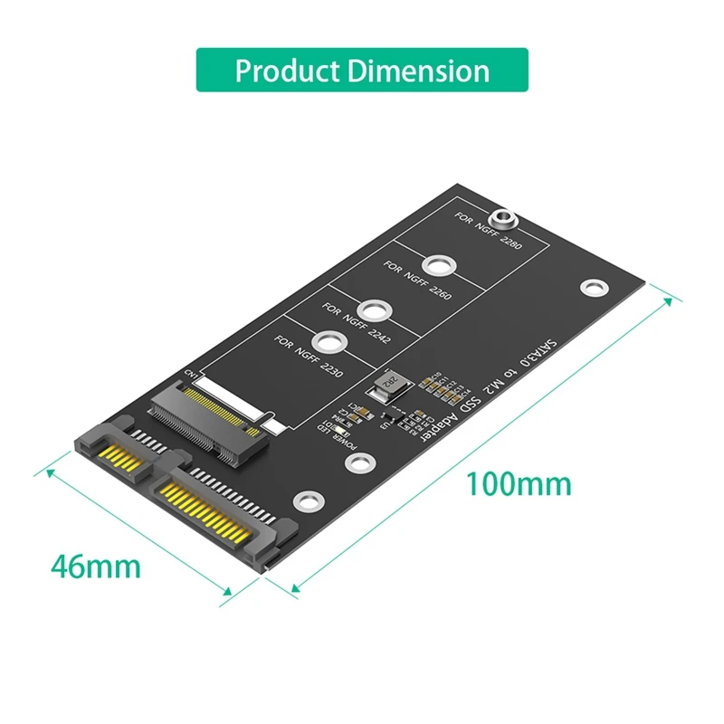 M.2 NGFF To SATA Adapter Card B Key/B & M Key SSD Converter For NGFF M.2 2280 2260 2242 2230 SSD (Not For M.2 NVME)