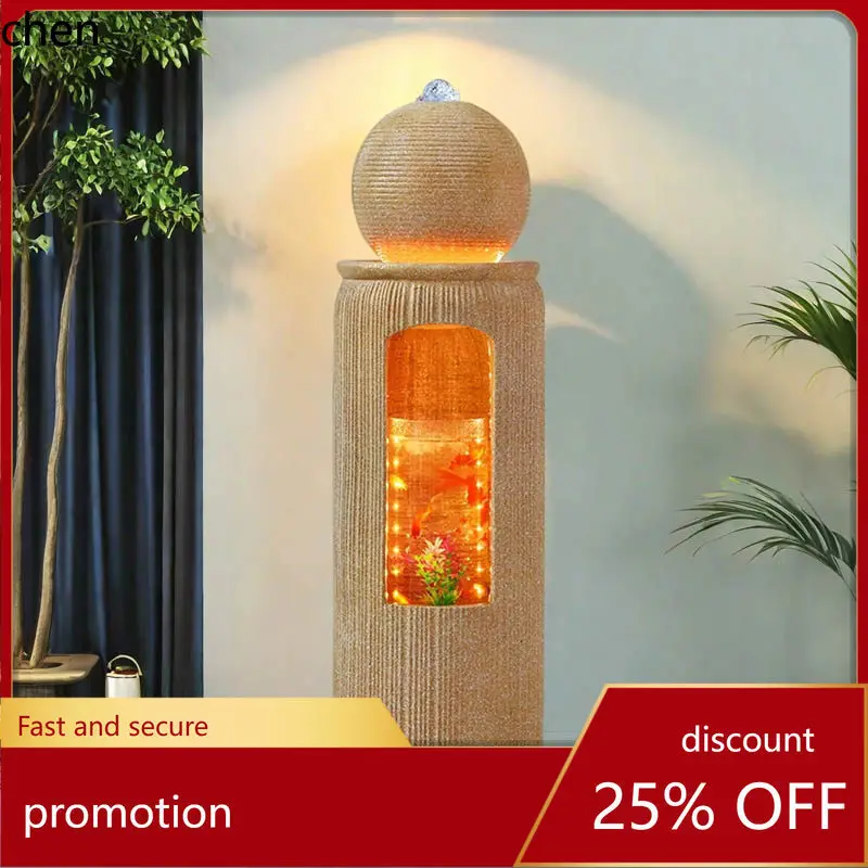HT  Running water fountain ornaments bring in wealth and treasure feng shui ball circulating water humidifier living room