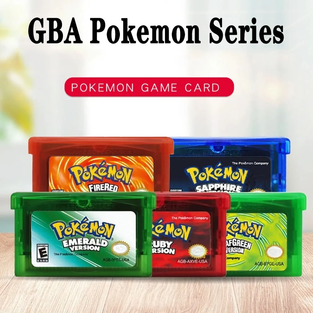 New Pokémon Game Card GBA Series 32-bit Video Game Cartridge Console Card Emerald FireRed LeafGreen Ruby Sapphire Multi-language