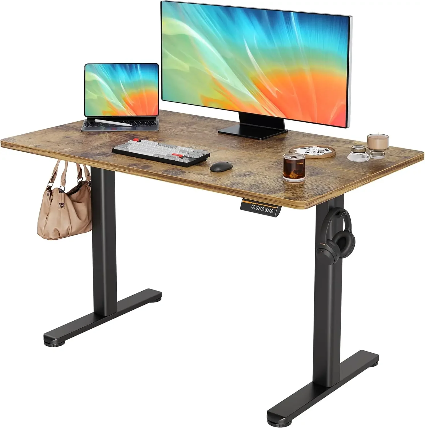 

Electric Standing Desk Adjustable Height, 48 x 24 Inches Stand up Desk with Cable Management, Home Office Desks