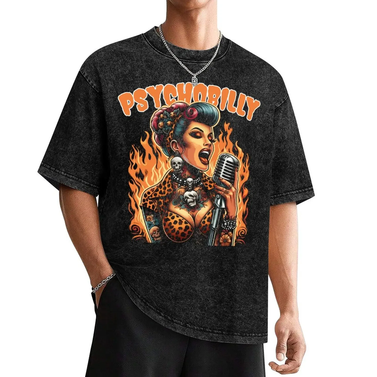 

Psychobilly Girl T-Shirt sports fans baggy shirts mens cotton t shirts