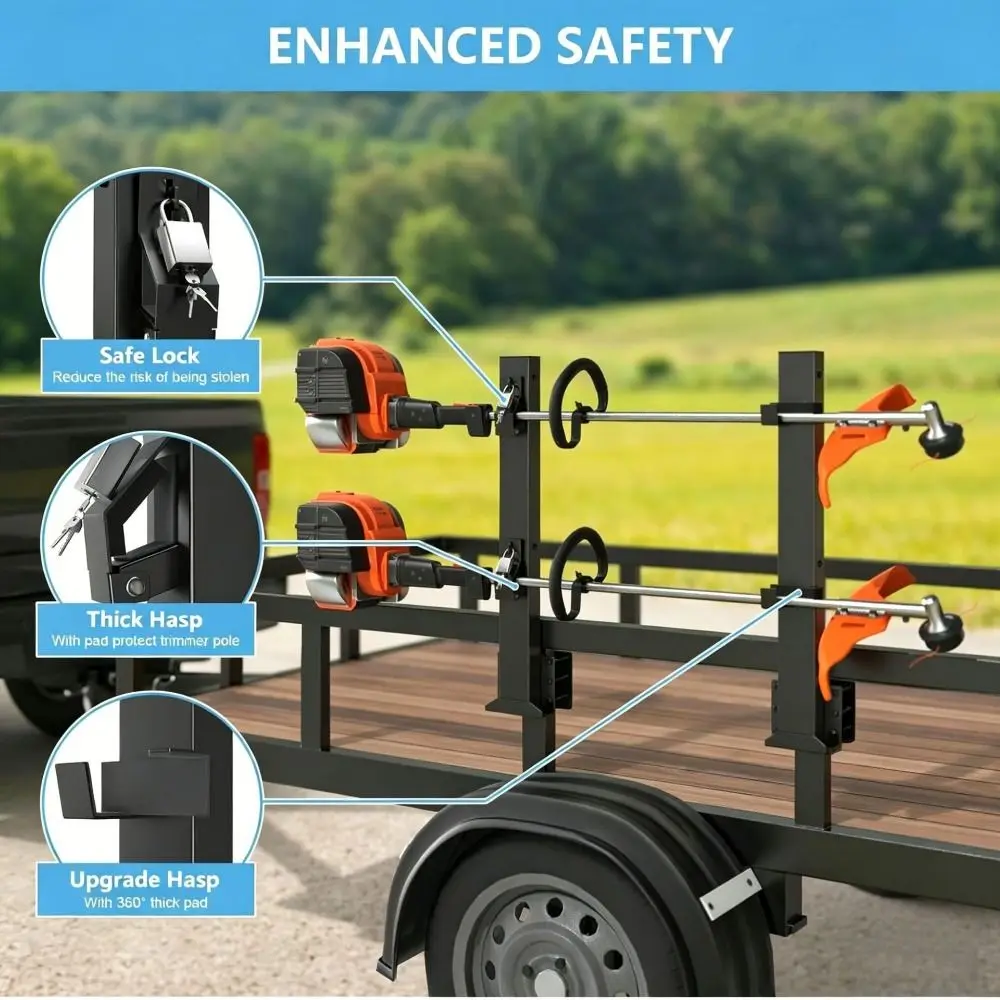 Heavy Duty Lawn Mower Storage Bracket Thickened Solid Steel Adjustable Lock Clips Trimmer Holder Multiple Layer