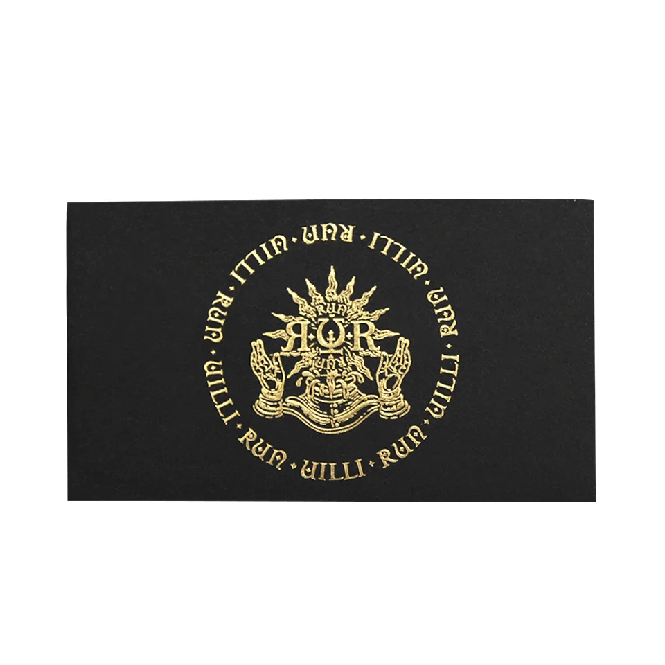 Imagem -06 - Gold Foil Edge Name Card Cartão de Visita Cartão Preto Papel Especial Logotipo em Relevo Personalizado Impresso com Código qr Material de Escritório