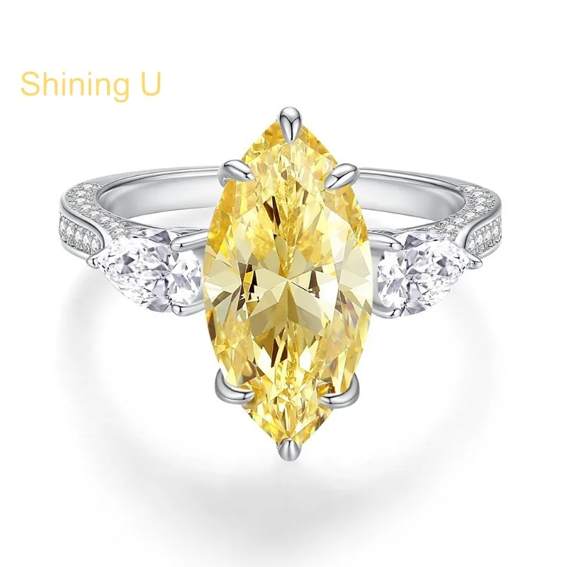 

Сияющее серебряное кольцо U S925 с жемчужной огранкой маркизы и жемчугом для женщин, ювелирные изделия, юбилей