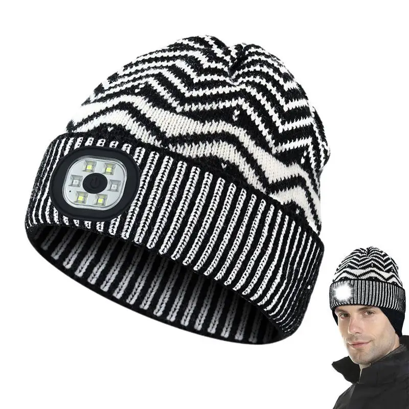 

LED Beanie Rechargeable Knitted LED Hat Night Light Headlamp 3 Mode LED Headlamp Hat Lighted Hat Stocking Stuffers For Men