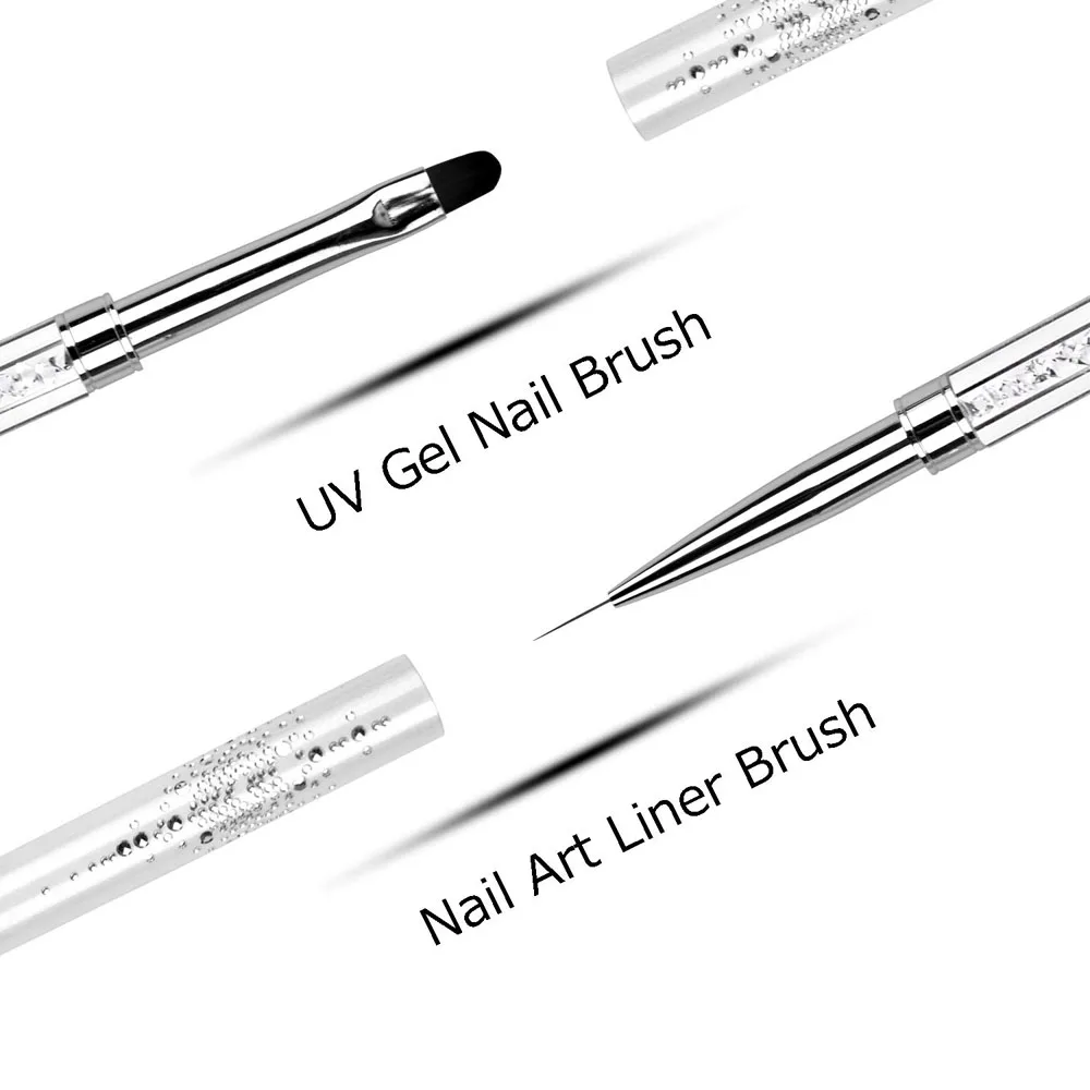 1pcs Double-headed Ultra-fine Needle Nail Liner Pen UV Gel Nail Brush Crystal Handle Drawing Shrimp Thread Nail Art Manicure Pen - Image 3