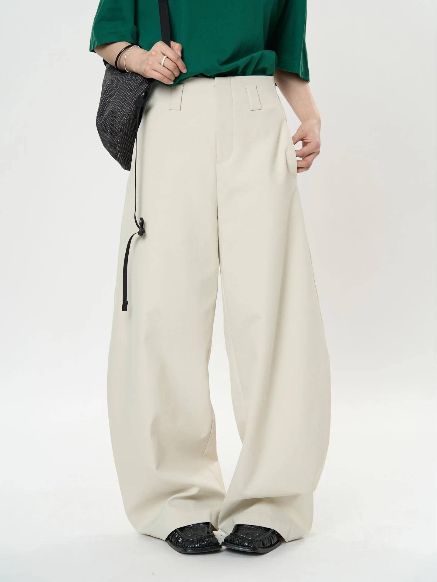 

Spring women's casual solid color high waist loose wide leg pants