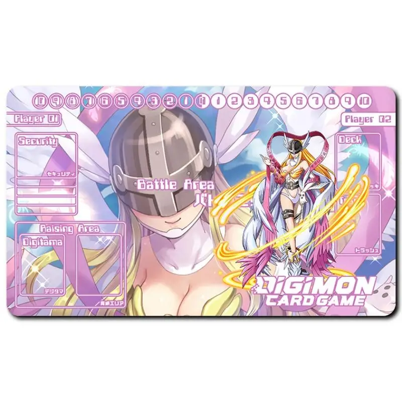 Digimon Adventure Card Pad Angewomon Lilithmon Lady Devimon Dtcg Diy Rubber Battle Mat Anime Action Toy Figures Gifts for Friend