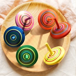 Kids Mini Colored Wooden Gyro Toys Children Adult Relief Stress Cartoon Pine Desktop Spinning Top Educational Game