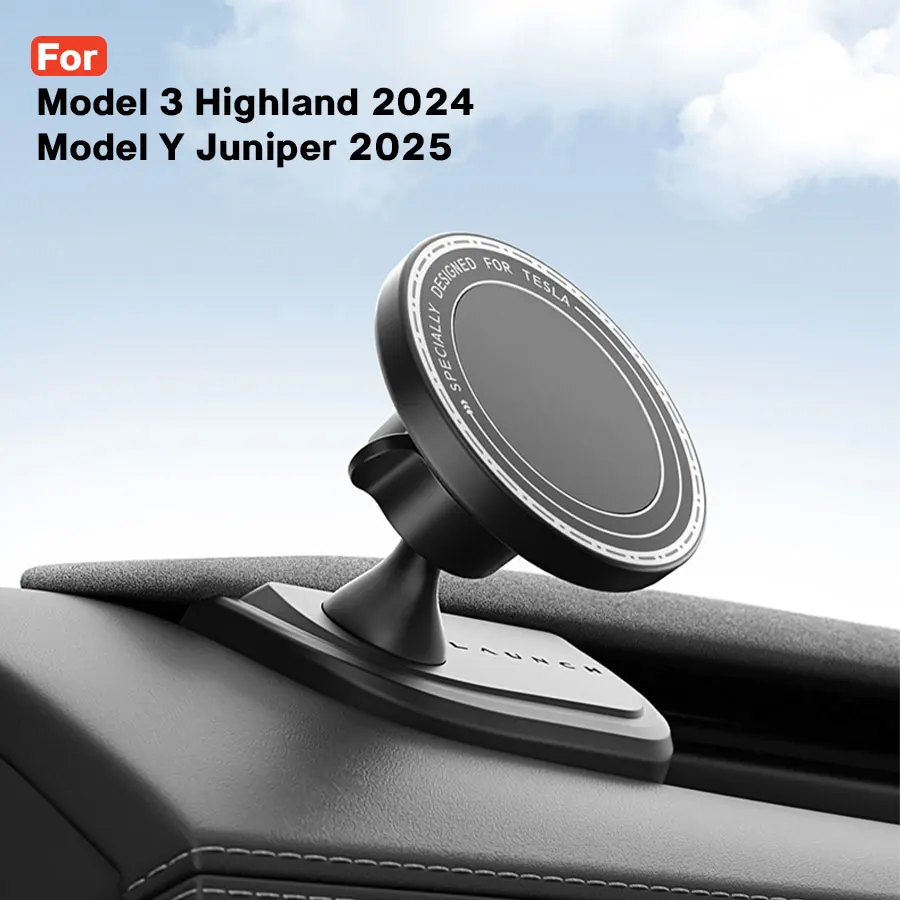 

For Tesla Model 3 Y Highland Juniper 2025 Stronger Magnetic 360°Rotatable Car Phone support silicone base holder