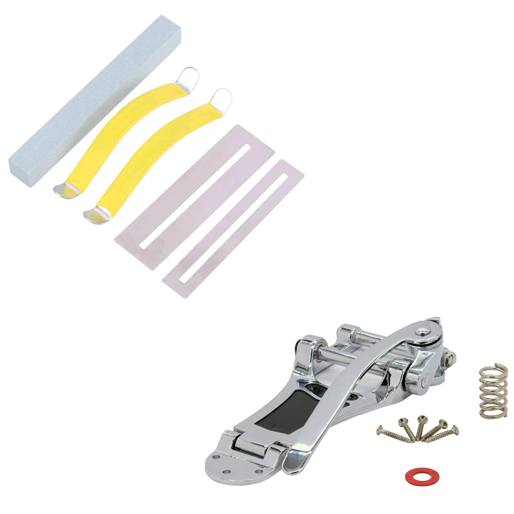 

A64T-5Pcs Guitar Bass Fretboard Fret Protector And Fret Sanding & 1 Set Electric Guitar Jazz Guitar Bridge Pull Board