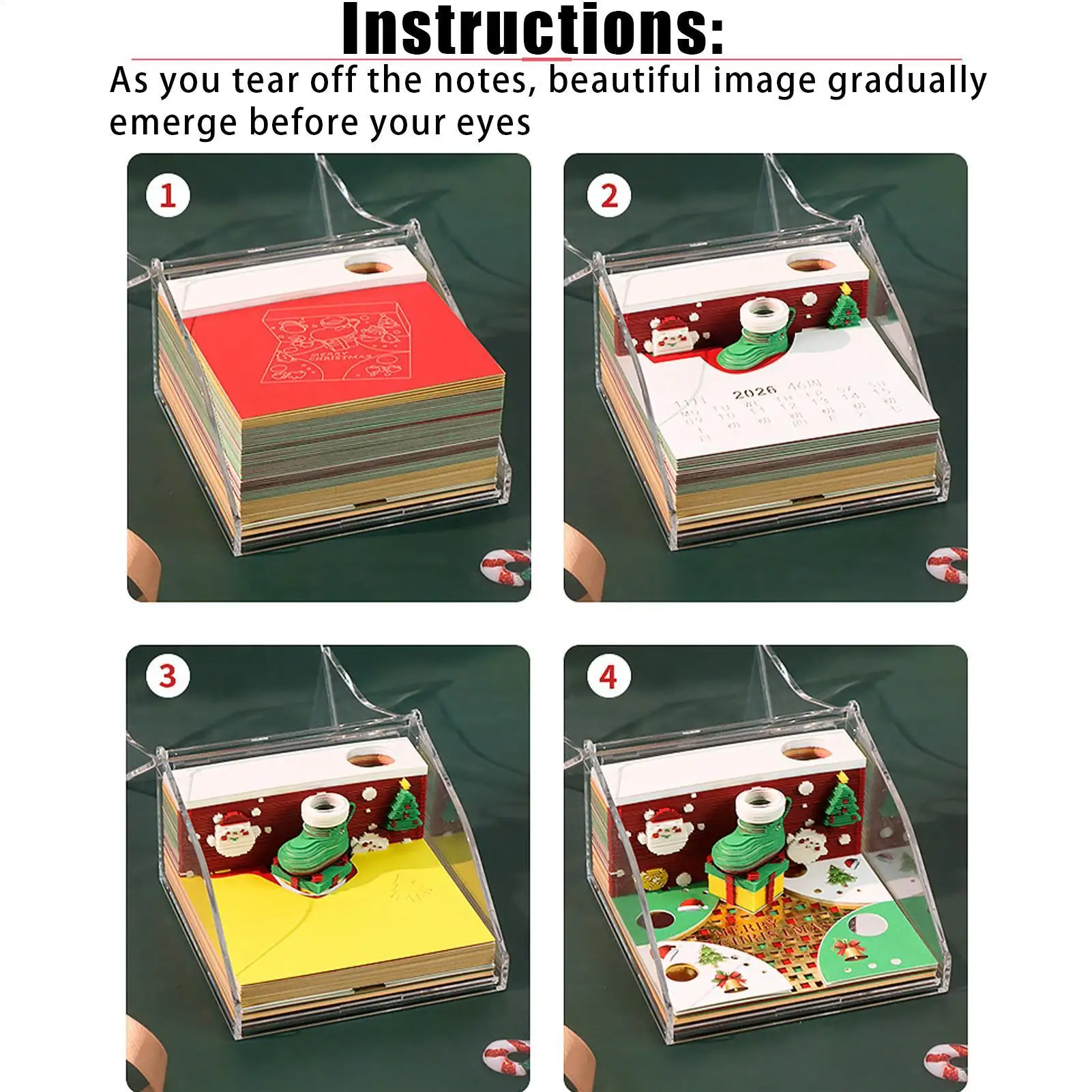 المسيل للدموع بعيدا التقويم المفكرة مخطط المنظم 3D عيد الميلاد أجندة مكتبية /رزنامة مكتبية مع غطاء لجدول التخطيط اليومي تتبع العملية