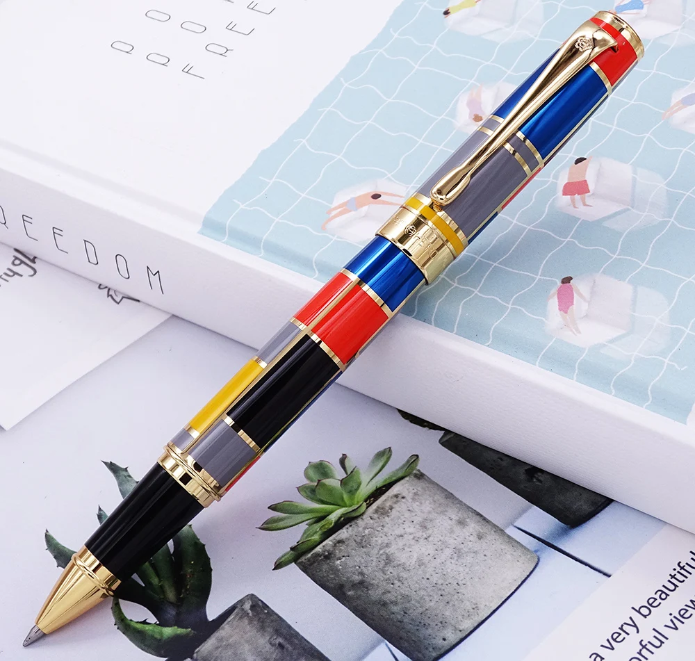 Hero 767 Metal Rollerball Pen with Refill Beautiful Colored Ink Pen Medium 0.7mm Golden Clip for Business Office