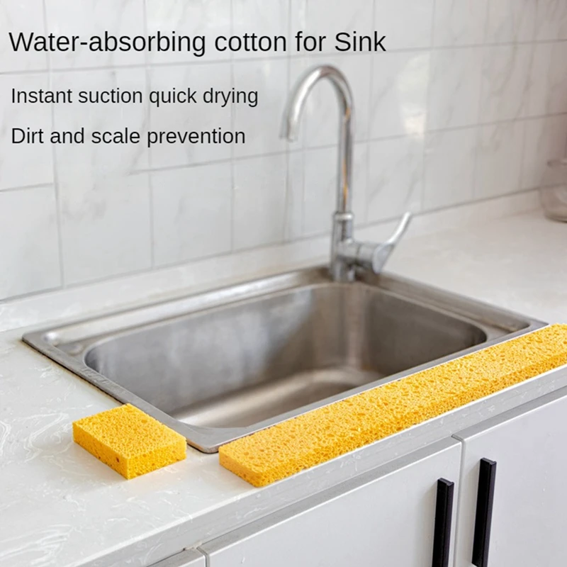 1 PCS Yellow Long Strip Wood Pulp Cotton Absorbent Strip Kitchen Sink Absorbent Water Cotton 58.5X7cm