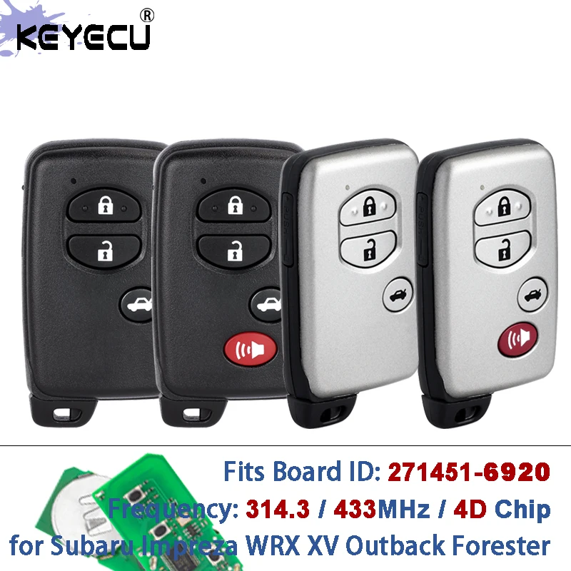 لوحة KEYECU: 271451-6920 314.3 ميجا هرتز / 433 ميجا هرتز 14AER البطاقة الذكية مفتاح بعيد فوب لسوبارو امبريزا WRX XV Outback Forester 2012+ #1
