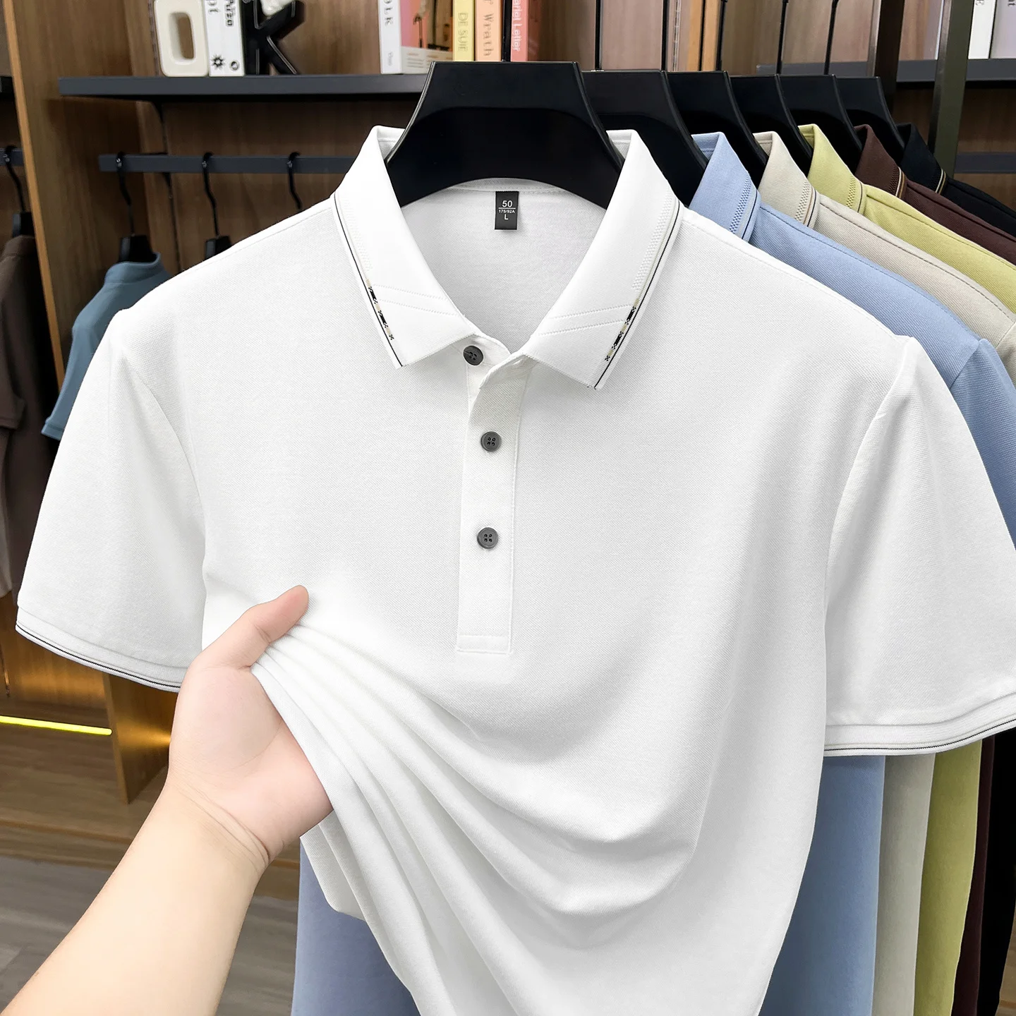 High quality summer new business casual men's collar polo short sleeved fashionable casual skin friendly trendy top