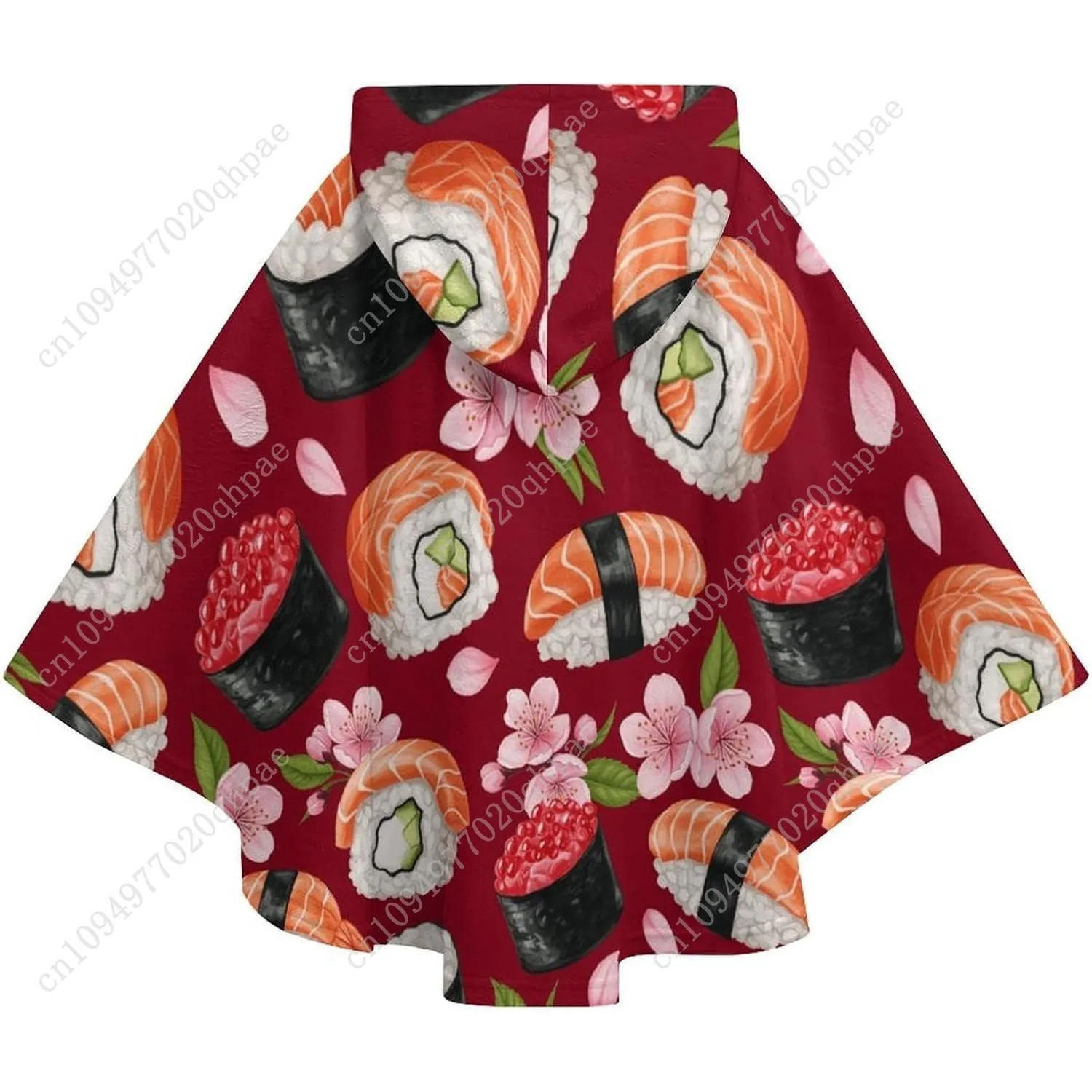 سترة بطانية مريحة من الفلانيل، نمط سوشي مع هوديي كبير الحجم مع جيوب للأطفال والمراهقين #6