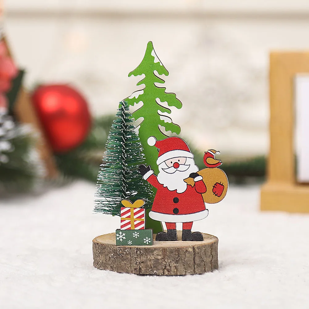 クリスマス木製装飾品、クリスマスツリーペンダント、サンタクロースクラフト、3次元漫画、クリエイティブなデスクトップ装飾、1個