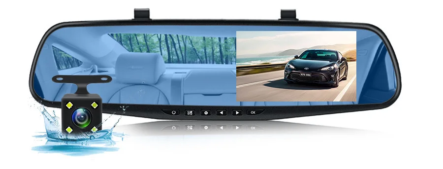 E-ACE Dashcam Auto Dvr 4,3 Zoll Spiegel FHD 1080P Kamera Optional Dual Objektiv DVR Rückspiegel Dash Kamera video Recorder Auto – Detail 16