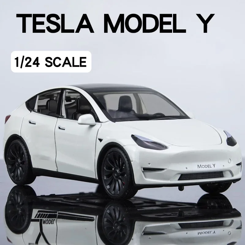 1:24 Tesla Model Y Model 3 Model S Metal Alloy Diecast Toy Car Model Sound And Light Children\'s Toy Collectibles Birthday Gifts