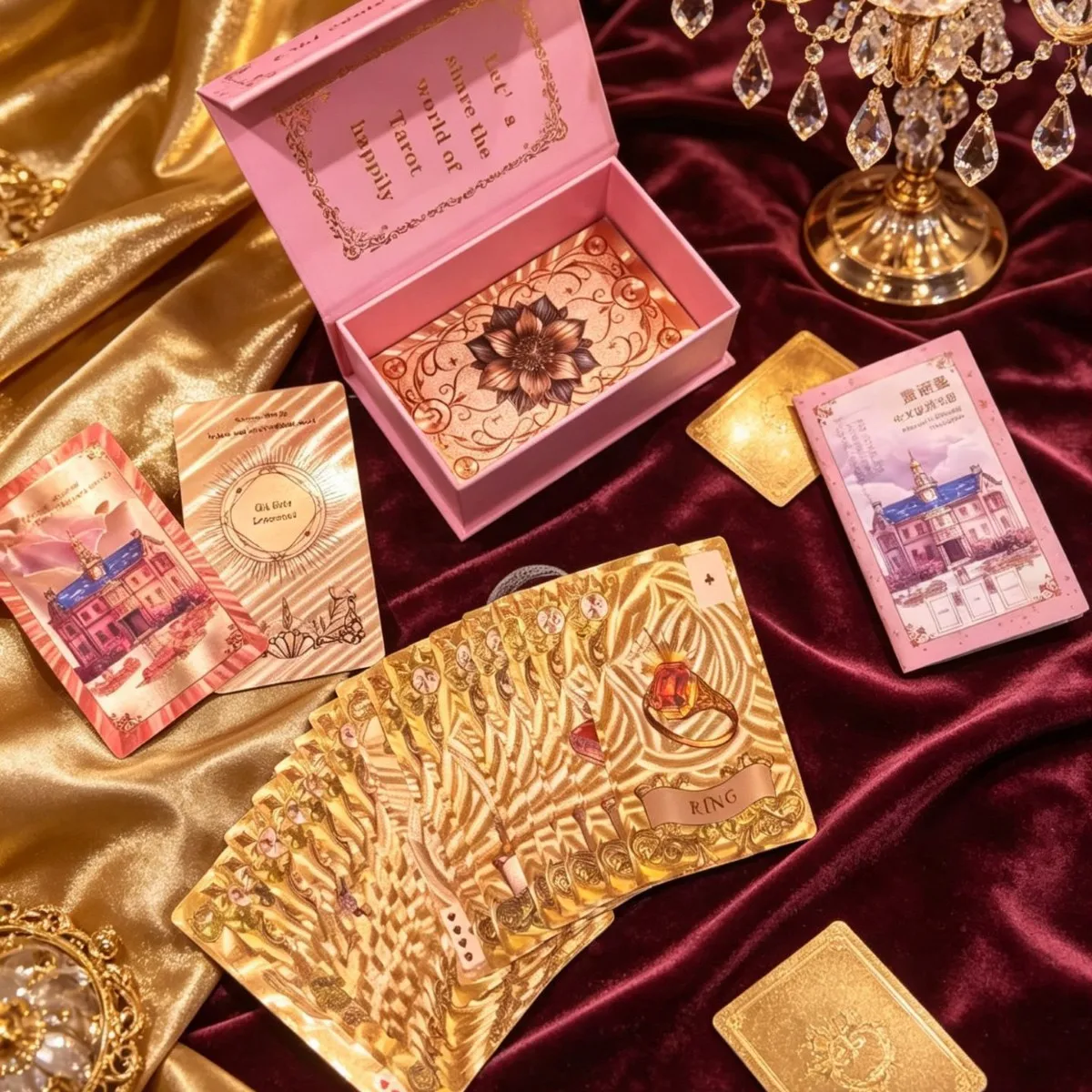 Echtes Lenormand-Orakelkarten-Set aus Goldfolie – 40 holografische PET-Karten, hochwertiges PVC, atemberaubende Optik