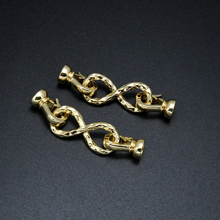 18k Gold Plating Infinite Symbol Double Loops Connector Beaded Clasp For Bracelet Necklace Making Findings