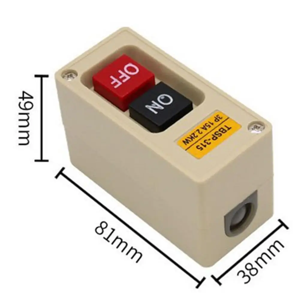 Power Push Button Switch Screw Terminal Easy Wiring for Industrial Machinery Beige 81x38x49mm TBSP-315