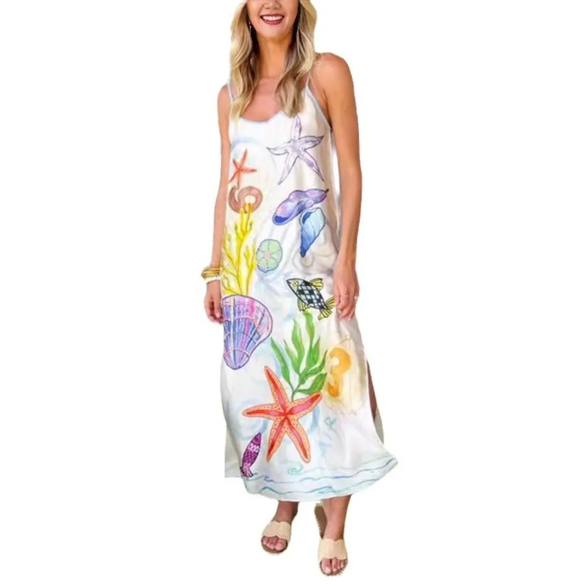 Robe de vacances en satin à fleurs pour femmes, robes mi-longues élégantes et belles, robes de mode, vêtements pour femmes, nouveau