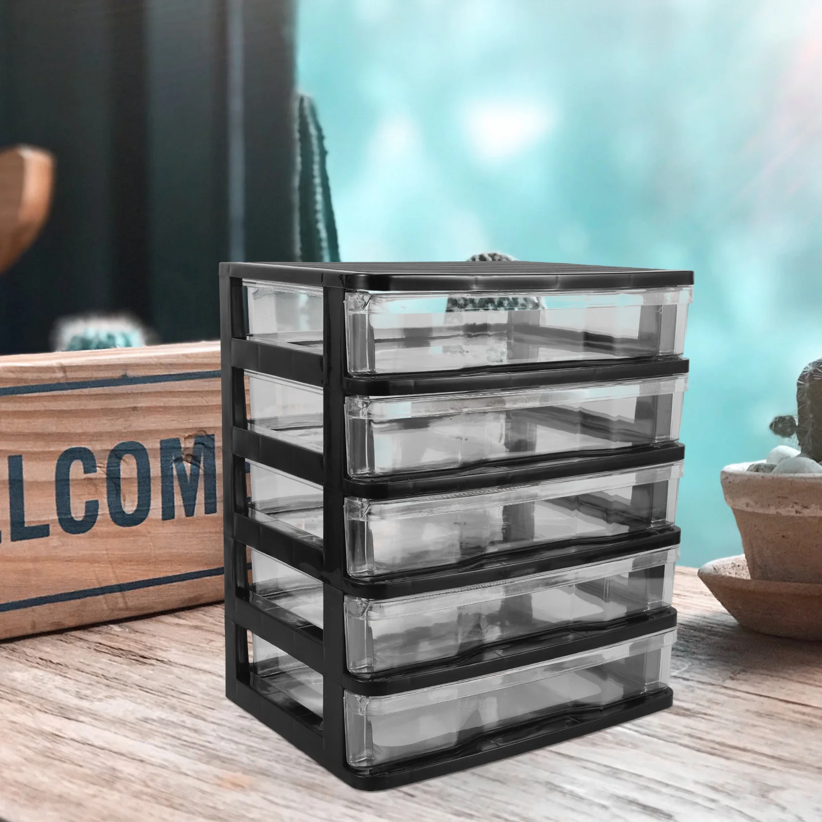 صندوق تخزين متعدد الطبقات منظم درج شفاف للمكياج واللوازم المكتبية حل تخزين سطح المكتب درج صغير #6