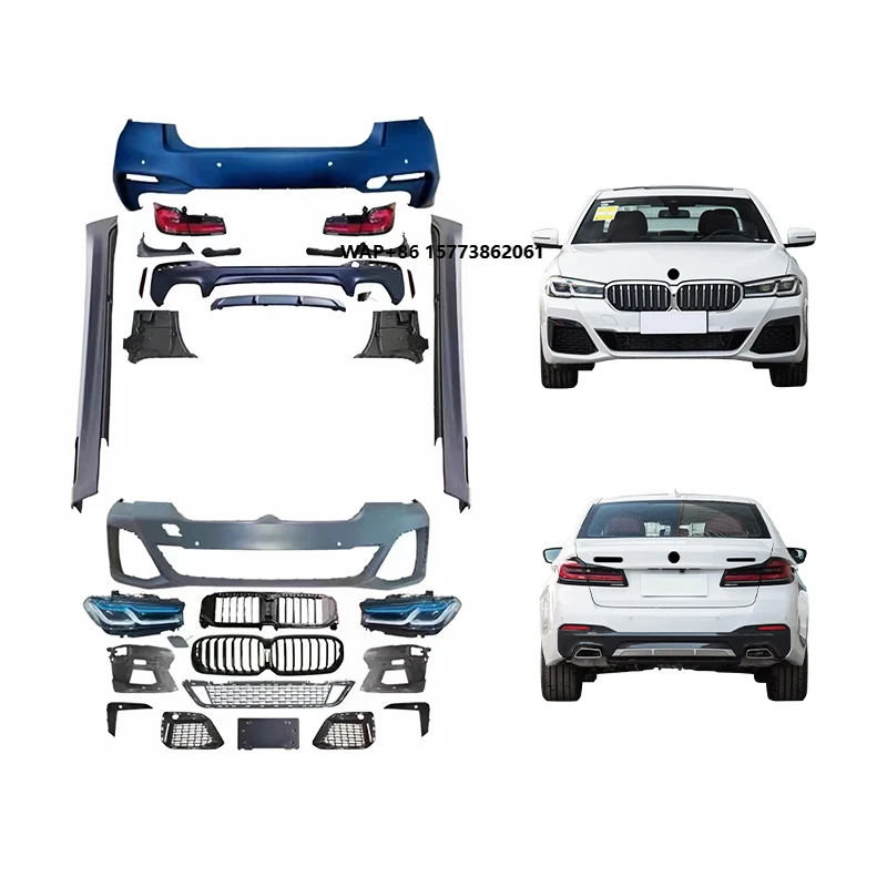

New Condition Front & Rear Bumper with Fog Light Cut-Outs for Bmmer 5 Series 2018-2020 Models Upgrade 2023 Car Body Kit