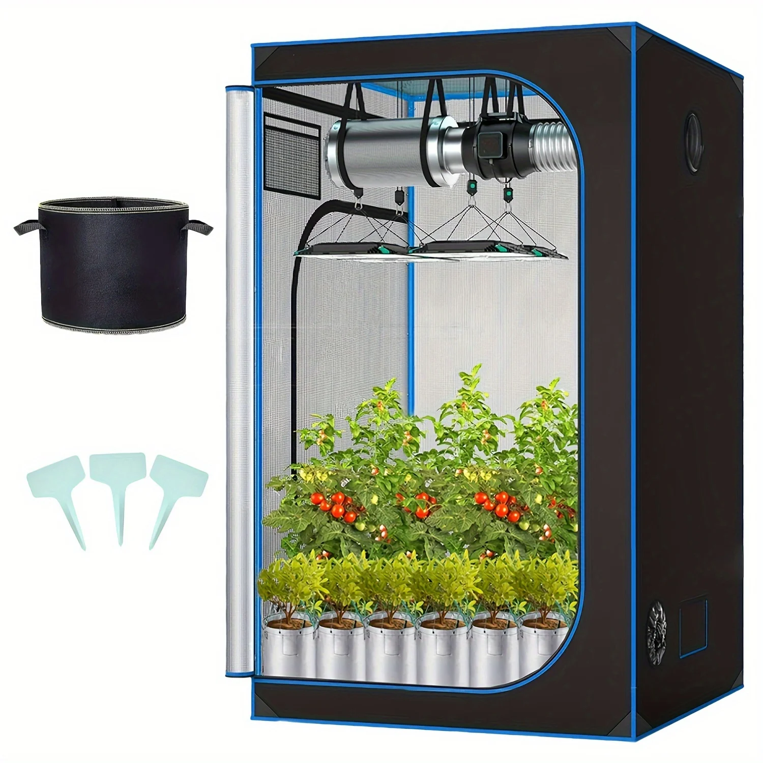 

20"x20"x40" grow tent with high reflective mylar with viewing window and removable floor tray for indoor hydroponic planting