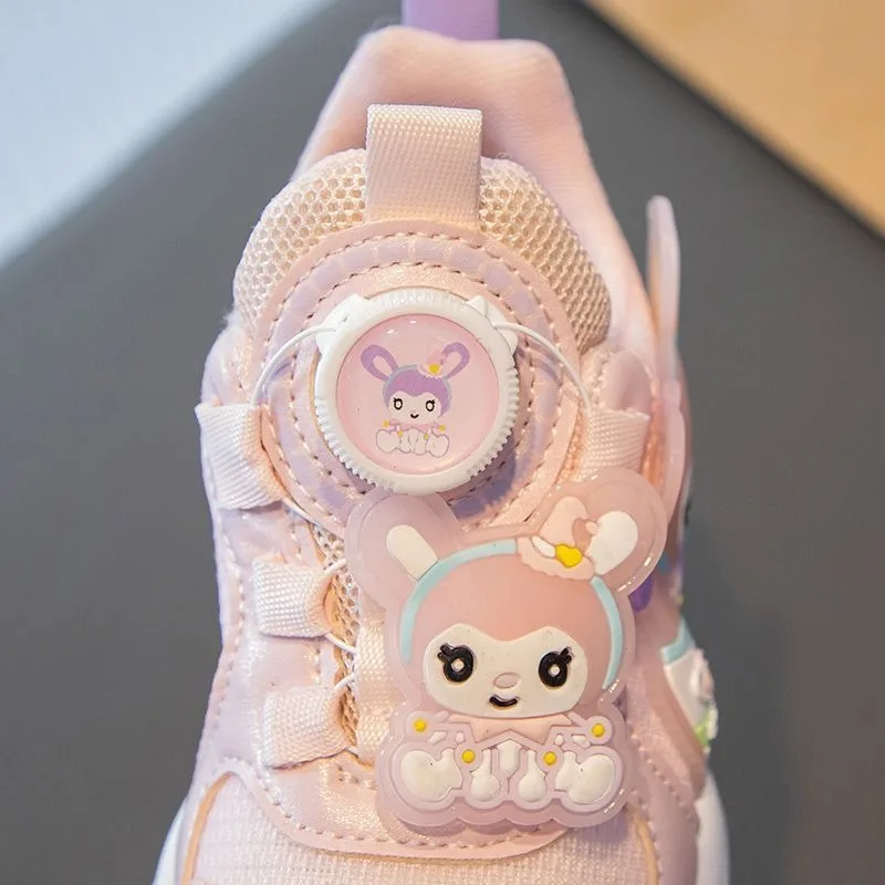 أحذية Kuromi Anime Kawaii Sanrio Ins الرياضية الشبكية الأنيقة بأزرار كرتونية لطيفة ونعال ناعمة أحذية رياضية كاجوال هدايا للفتيات