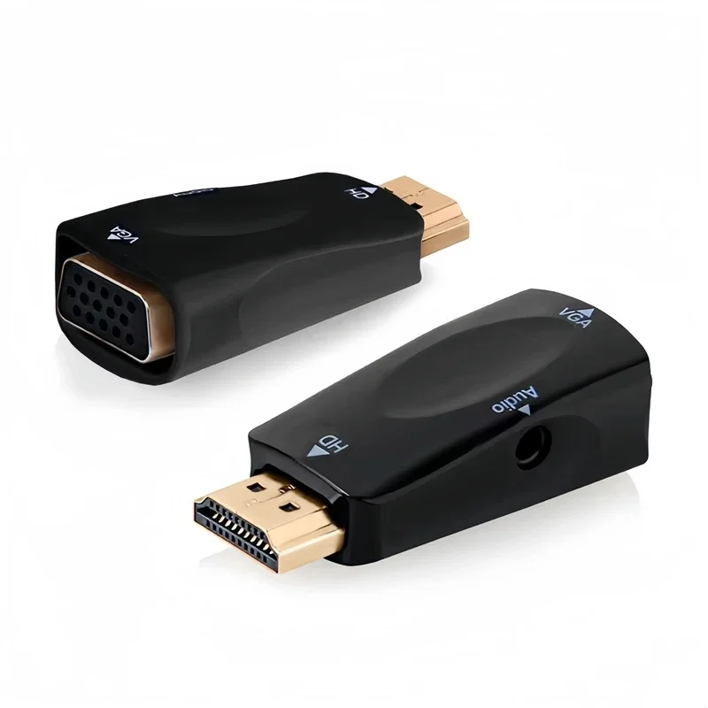 1-4PCS HDMI to VGA Adapter with Audio - 1080P Full HD Converter for PC/Laptop/Monitor/Projector, 3.5mm AUX Jack for Sound