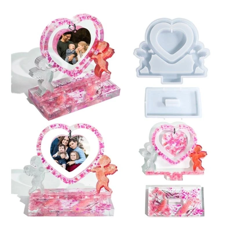 

X6HE большая форма для фоторамки из смолы в форме сердца, силиконовая форма для фоторамки для домашнего декора