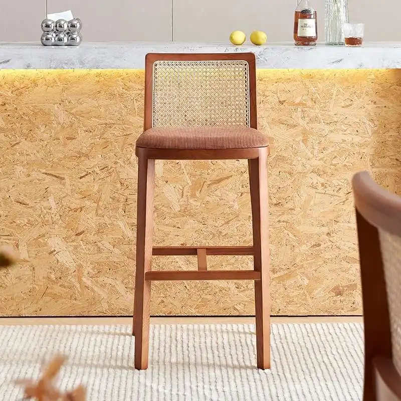 

Rattan Balcony Dining Chair Accent Nordic Coffee High Bar Stools Vanity Counter Sillas Para Sala De Estar Furniture YX50BY