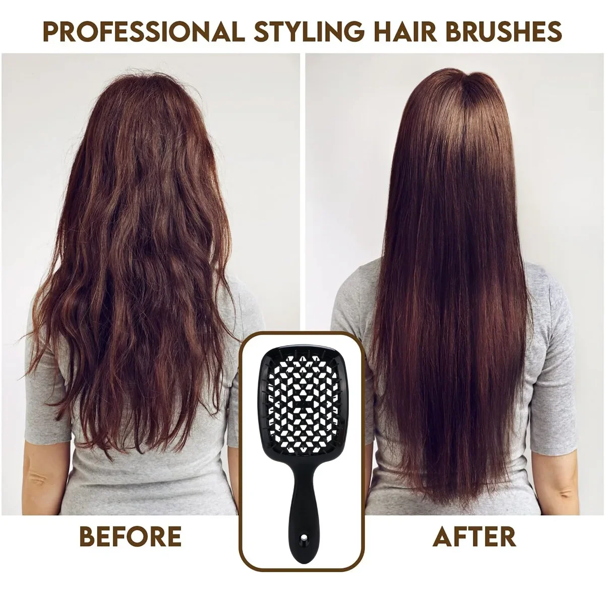 Grid Hair Brush Comb Into Hair Brush Unknot Long Handle Vertical Massage Comb Hair Comb Fluffy Hollowing Unknot