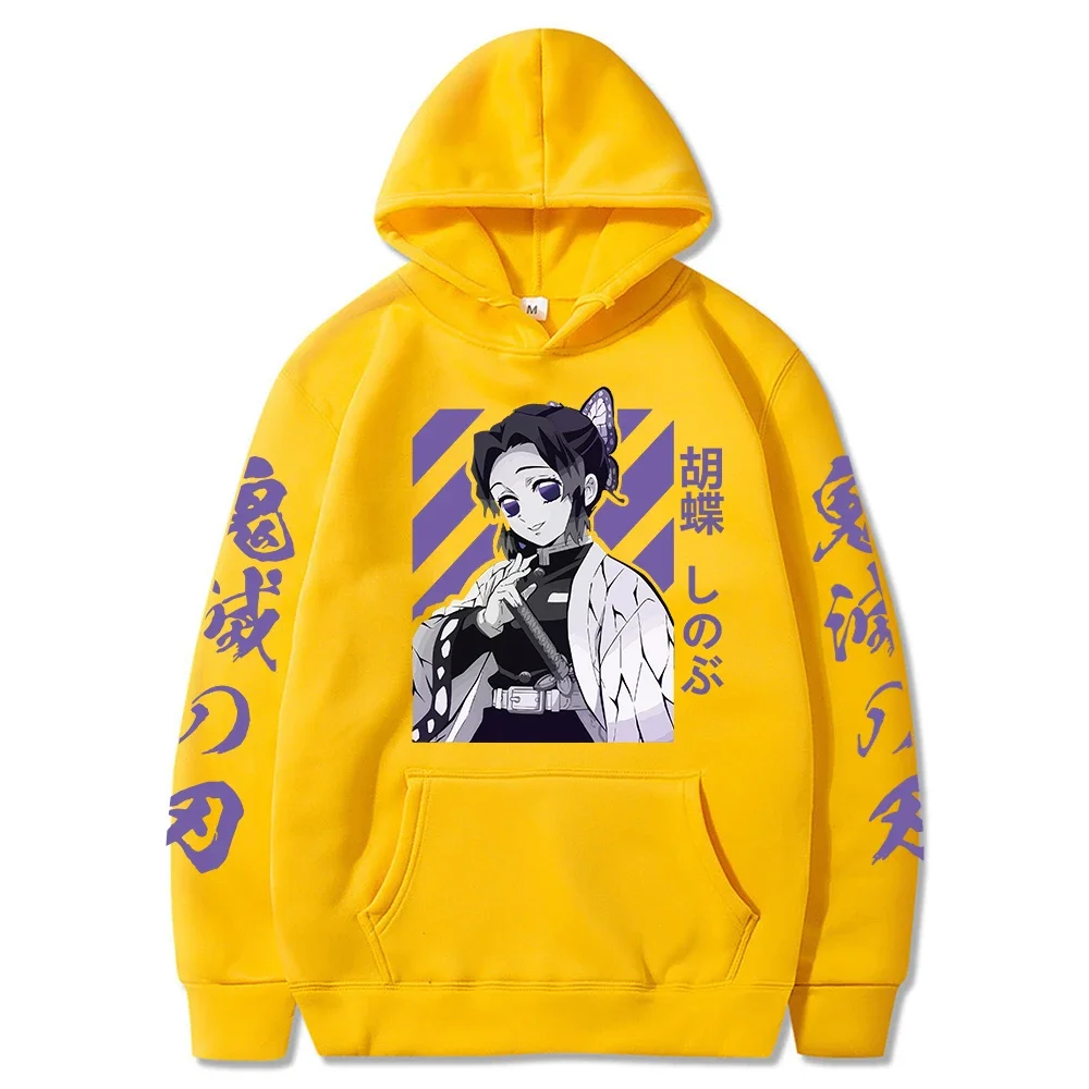 Demon Slayer Shinobu Kochou Graphic Hoodies Kimetsu No Yaiba Anime Hoodie Spring Warm Pullover Sweatshirts Harajuku Loose Tops