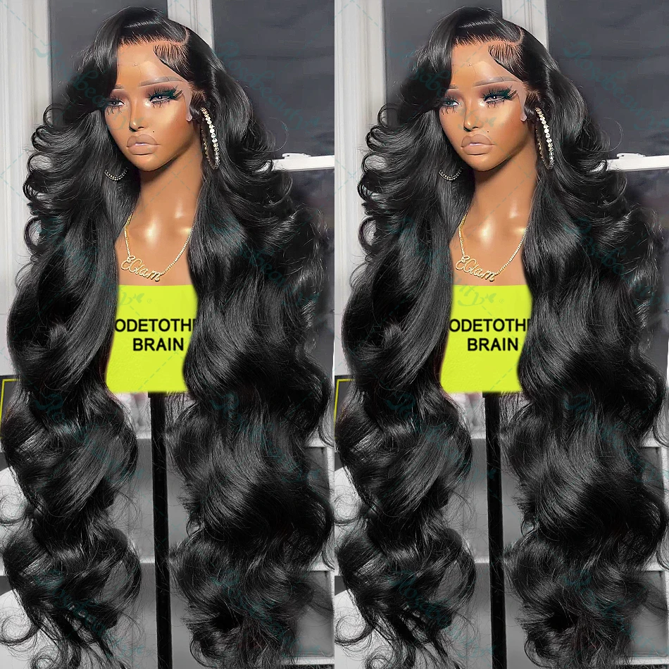 Perruque Lace Front Wig Body Wave sans colle naturelle, cheveux humains, 13x6, 30/34 pouces, densité 250, pour femmes africaines